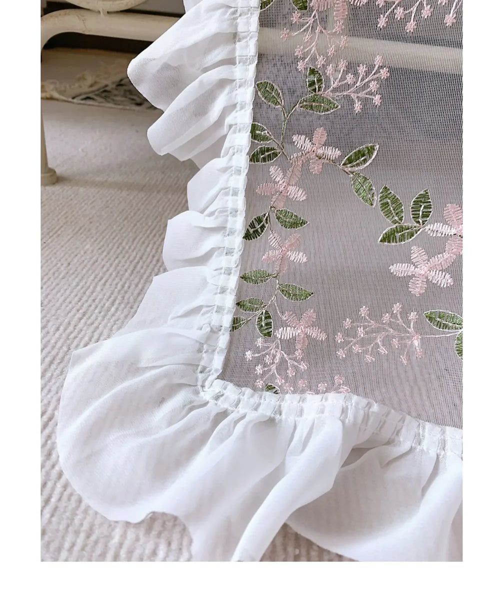 Florale Spitzenvorhänge – Pastoral Pink – Verschiedene Grössen