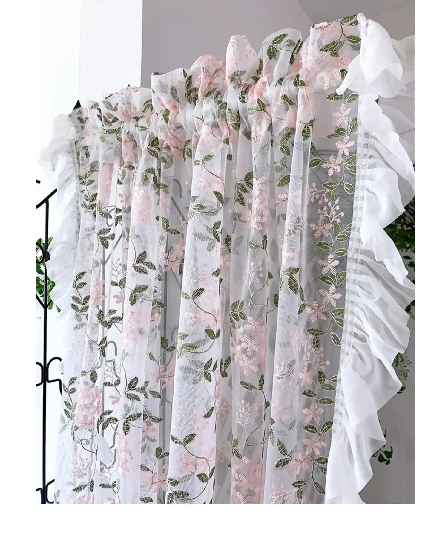 Florale Spitzenvorhänge – Pastoral Pink – Verschiedene Grössen