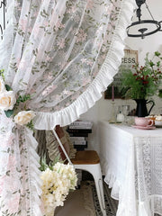 Florale Spitzenvorhänge – Pastoral Pink – Verschiedene Grössen