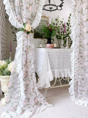 Florale Spitzenvorhänge – Pastoral Pink – Verschiedene Grössen