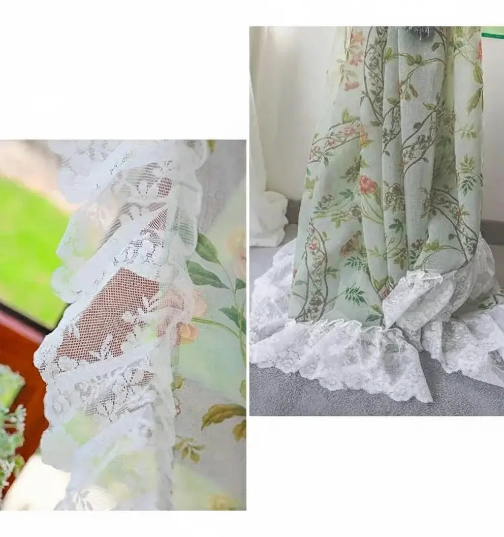 Florale Vorhänge – Vintage-Spitze – W200 x H140 CM