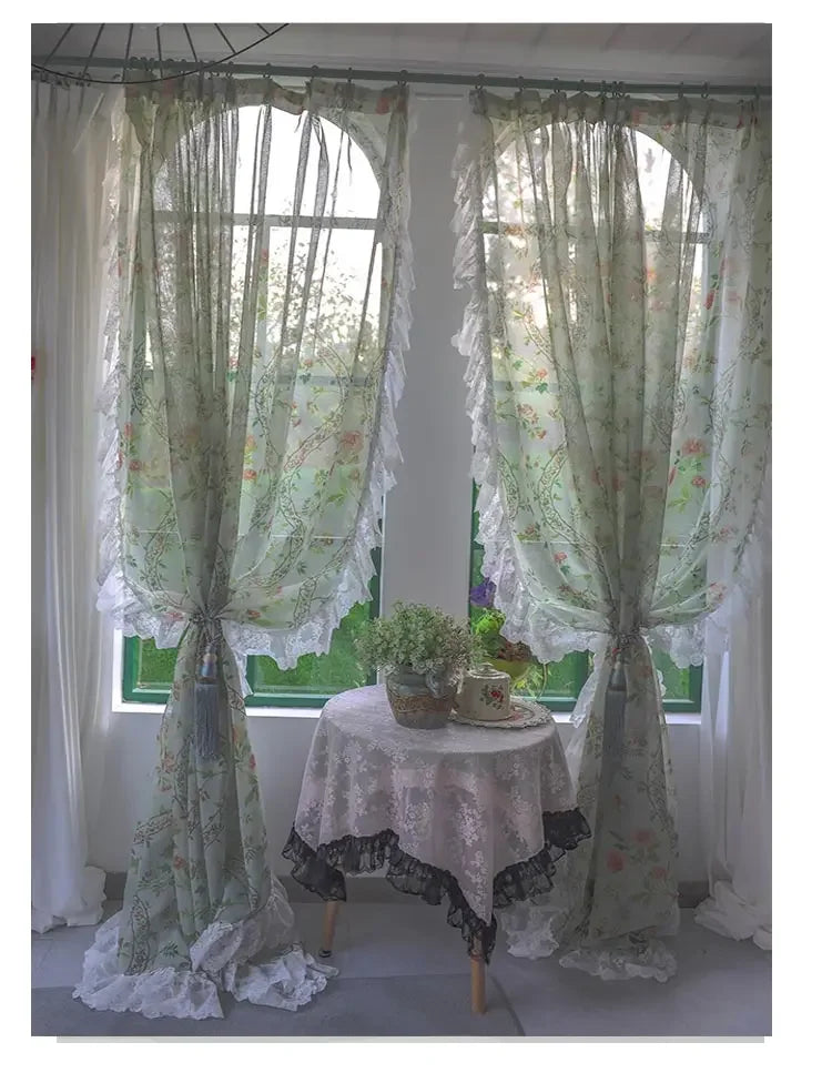 Florale Vorhänge – Vintage-Spitze – W200 x H140 CM