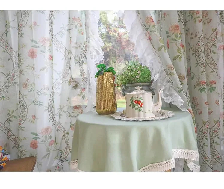 Florale Vorhänge – Vintage-Spitze – W200 x H140 CM