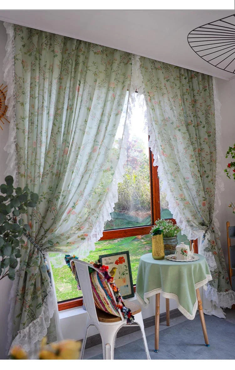 Florale Vorhänge – Vintage-Spitze – W200 x H140 CM