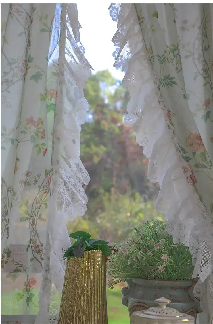 Florale Vorhänge – Vintage-Spitze – W200 x H140 CM