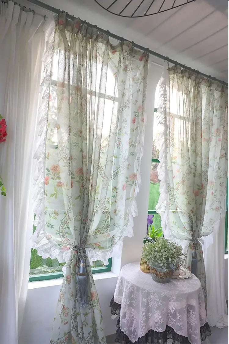 Florale Vorhänge – Vintage-Spitze – W200 x H140 CM