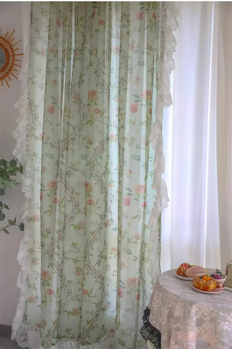 Florale Vorhänge – Vintage-Spitze – W200 x H140 CM