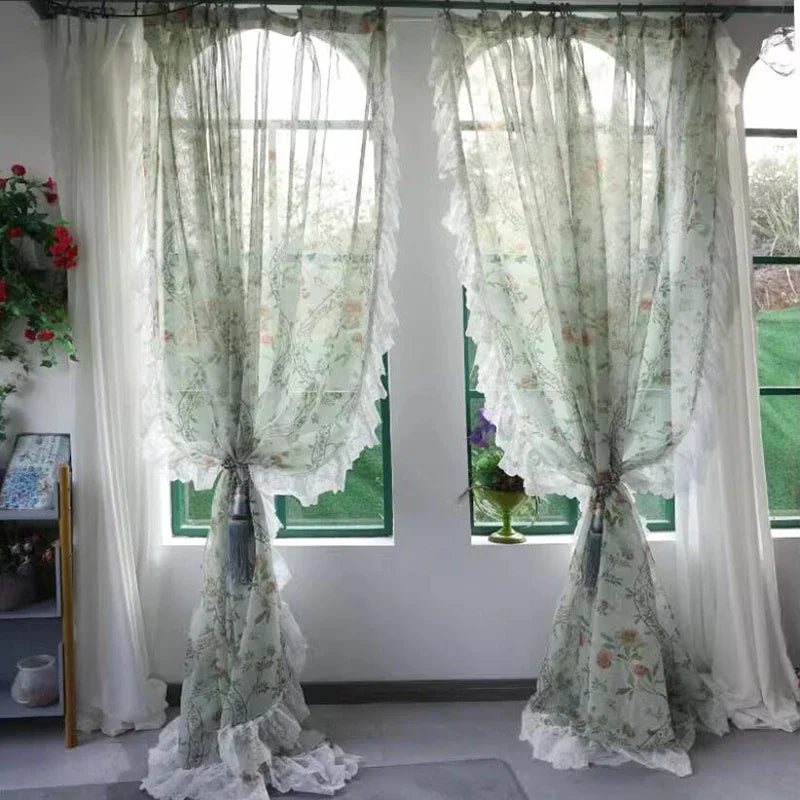 Florale Vorhänge – Vintage-Spitze – W200 x H140 CM