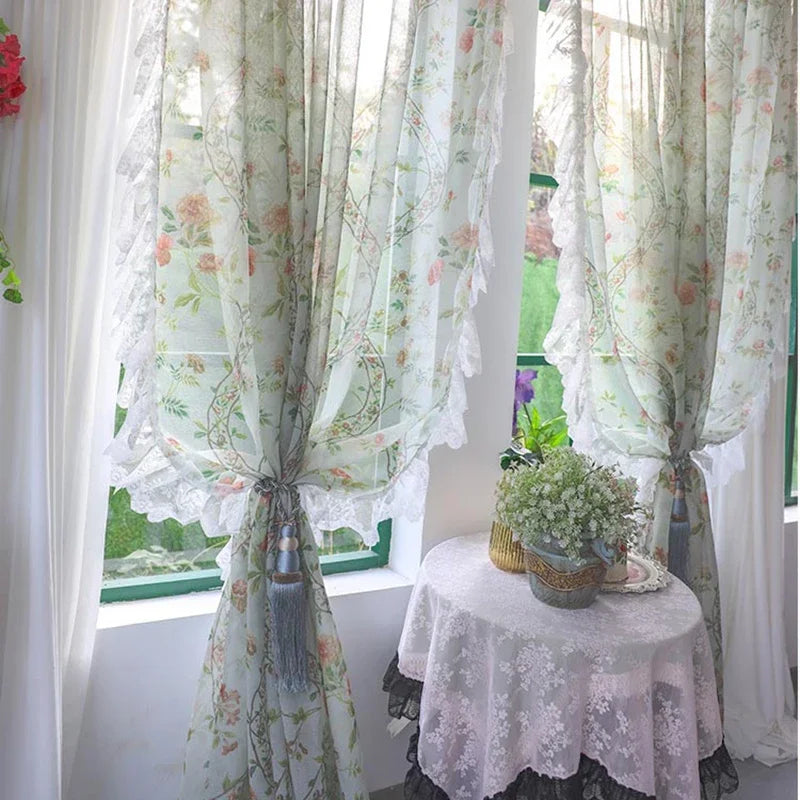 Florale Vorhänge – Vintage-Spitze – W200 x H140 CM
