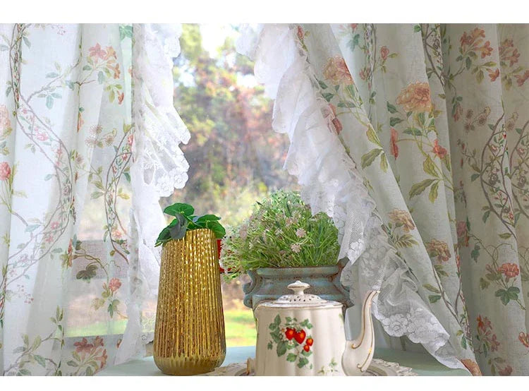 Florale Vorhänge – Vintage-Spitze – W200 x H140 CM