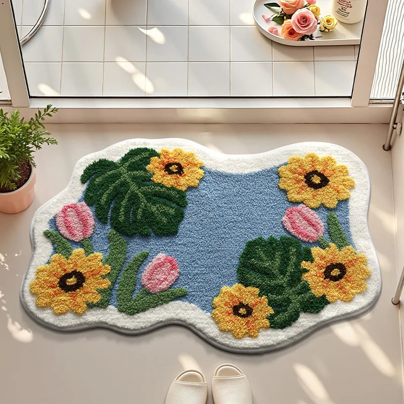 Floraler Badteppich – Geometrisches Design – 50x80 cm