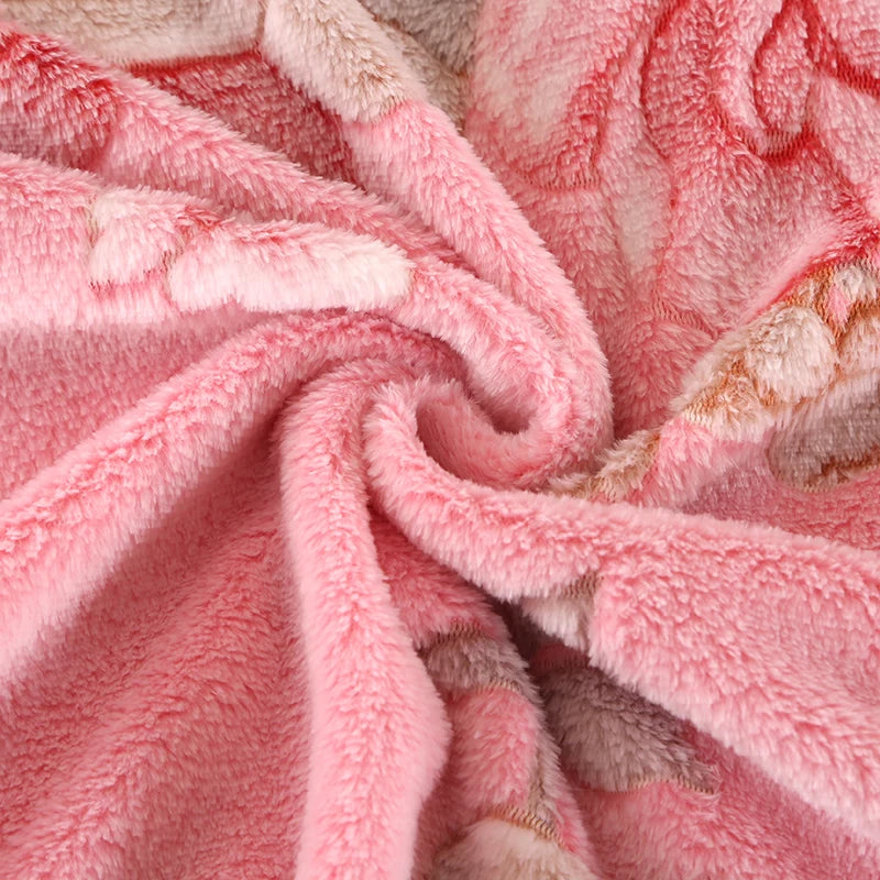 moderne fleece-decke 150x200cm mit floralem muster farbe: geranium