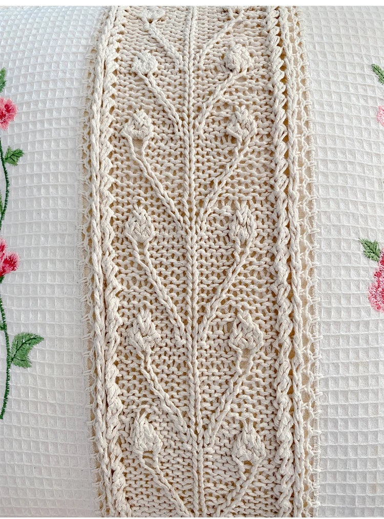 Florales Kissenbezug – Baumwollstickerei – 45x45cm