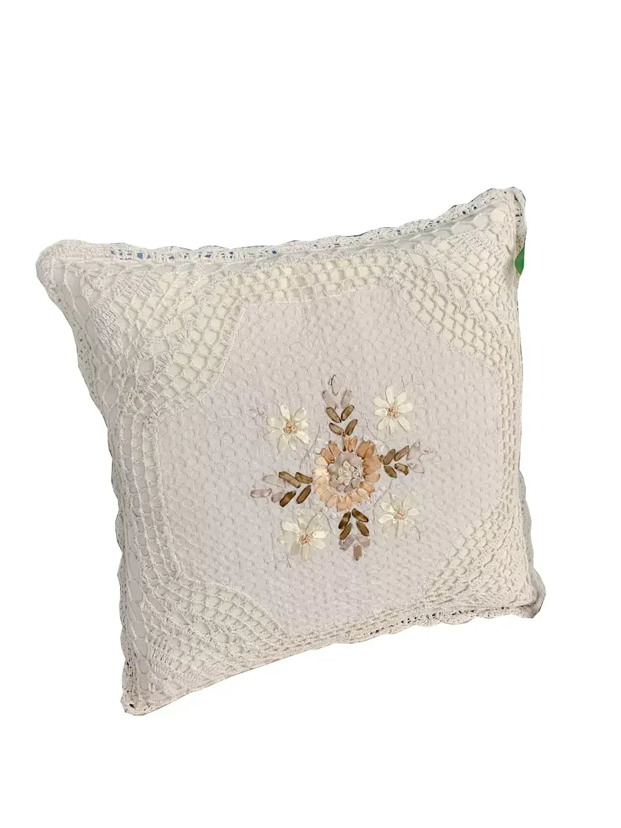 Florales Kissenbezug – Baumwollstickerei – 45x45cm