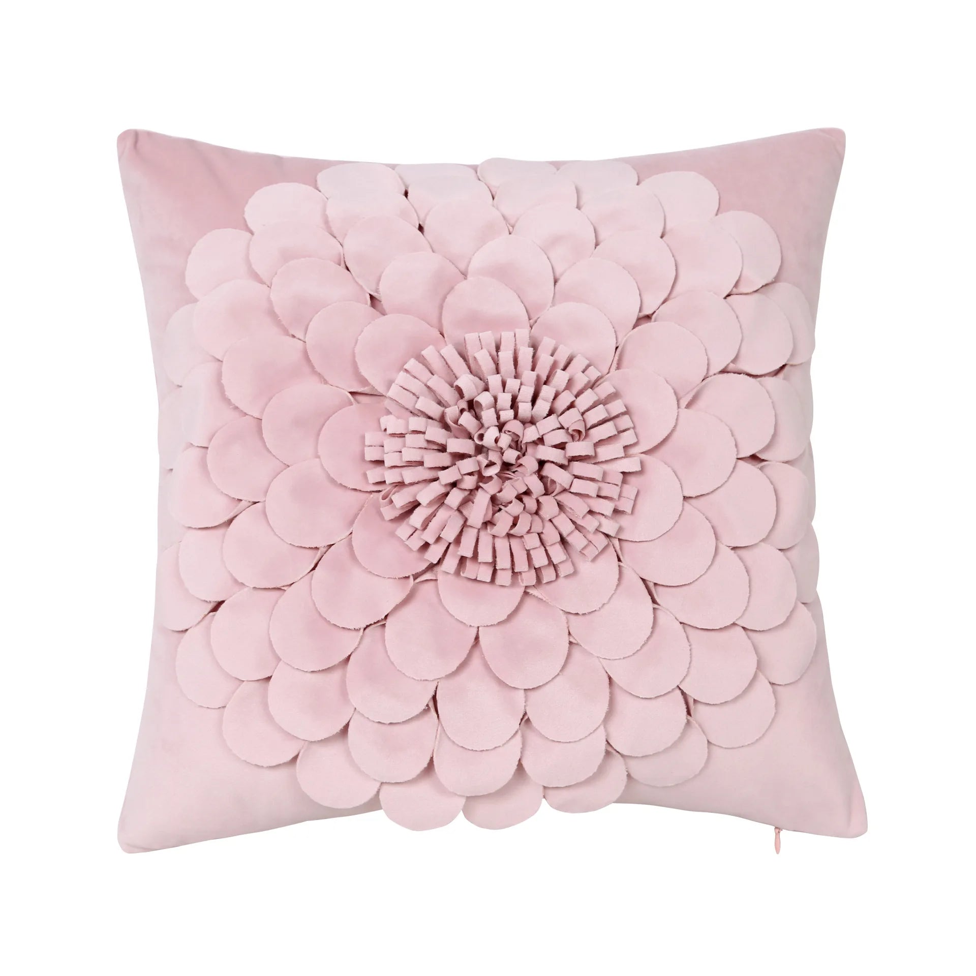 Florales Kissenbezug aus Samt – Handgemachtes 3D Design – Sofa/Bett