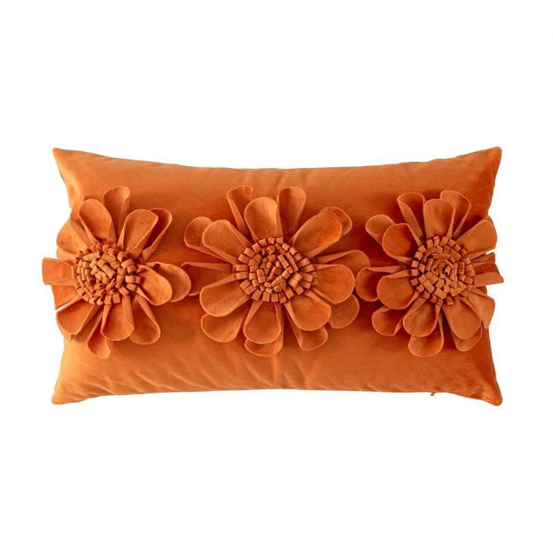 Florales Kissenbezug aus Samt – Handgemachtes 3D Design – Sofa/Bett