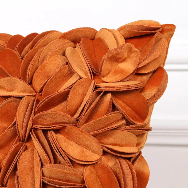 Florales Kissenbezug aus Samt – Handgemachtes 3D Design – Sofa/Bett