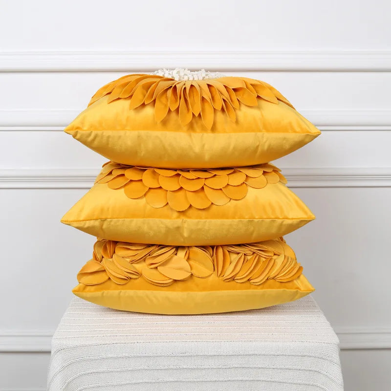 Florales Kissenbezug aus Samt – Handgemachtes 3D Design – Sofa/Bett