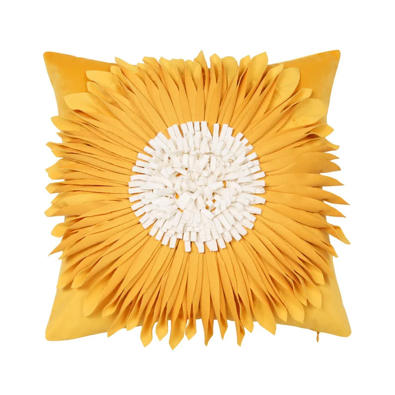 Florales Kissenbezug aus Samt – Handgemachtes 3D Design – Sofa/Bett
