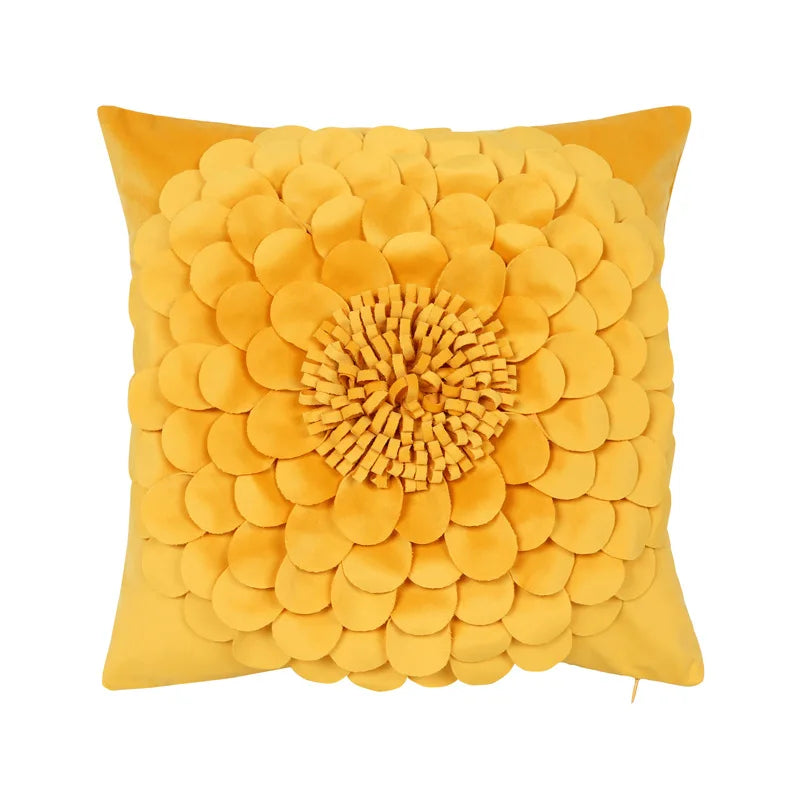 Florales Kissenbezug aus Samt – Handgemachtes 3D Design – Sofa/Bett