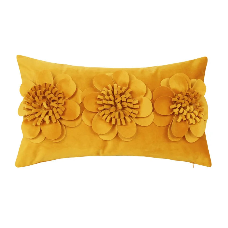 Florales Kissenbezug aus Samt – Handgemachtes 3D Design – Sofa/Bett