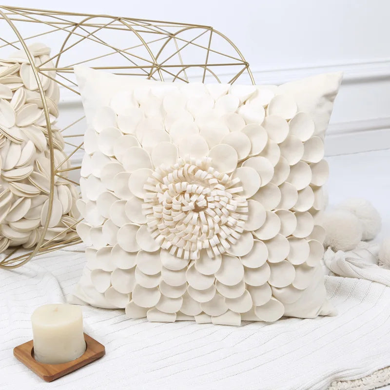 Florales Kissenbezug aus Samt – Handgemachtes 3D Design – Sofa/Bett