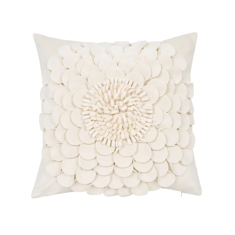 Florales Kissenbezug aus Samt – Handgemachtes 3D Design – Sofa/Bett
