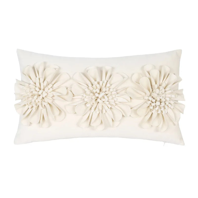 Florales Kissenbezug aus Samt – Handgemachtes 3D Design – Sofa/Bett