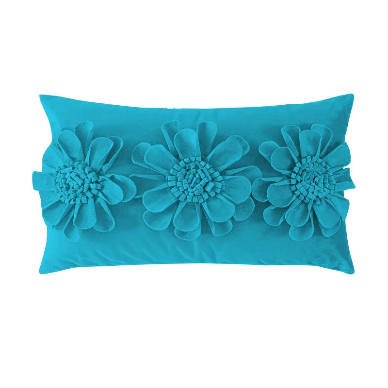 Florales Kissenbezug aus Samt – Handgemachtes 3D Design – Sofa/Bett