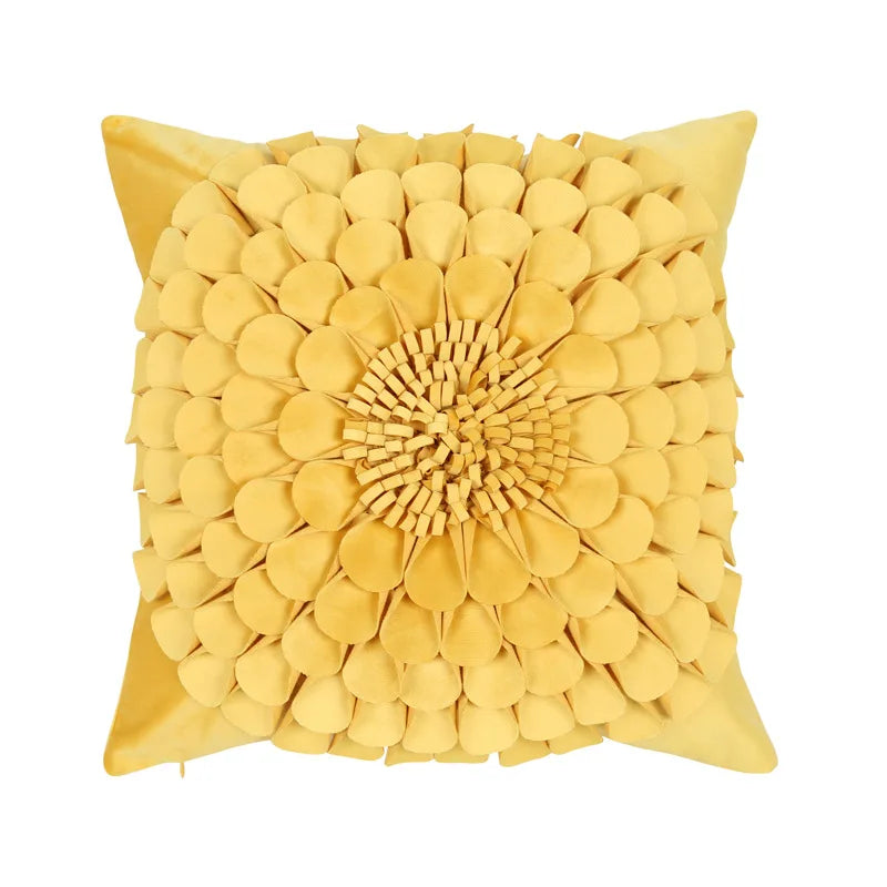Florales Kissenbezug aus Samt – Handgemachtes 3D Design – Sofa/Bett