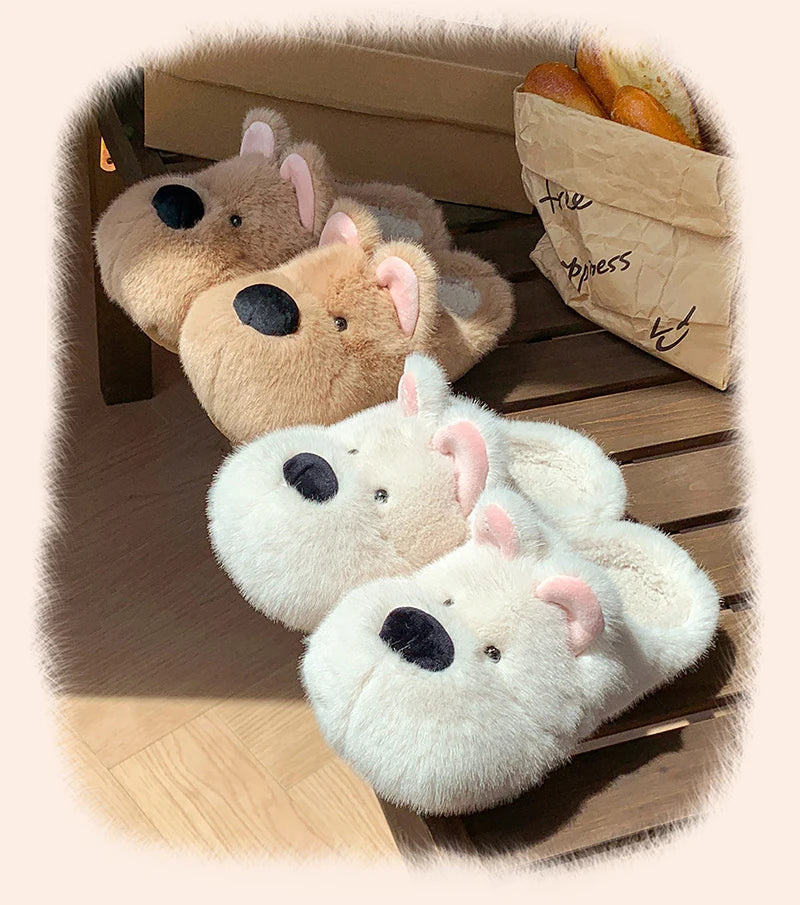 Fluffy Dog Hausschuhe – Kunstfell Cottage Stil – Für Drinnen