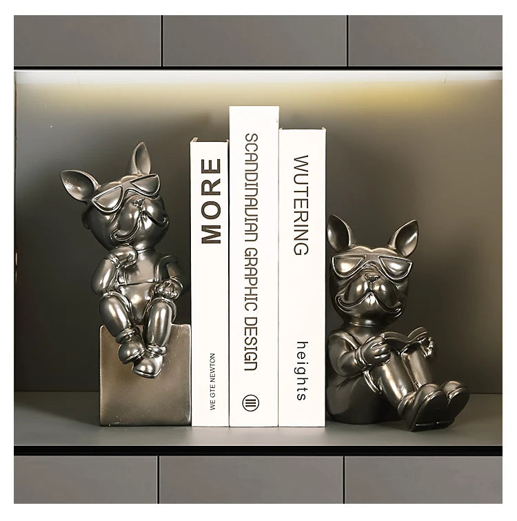 Französische Bulldogge Buchstützen – Harz Nordic Dekor