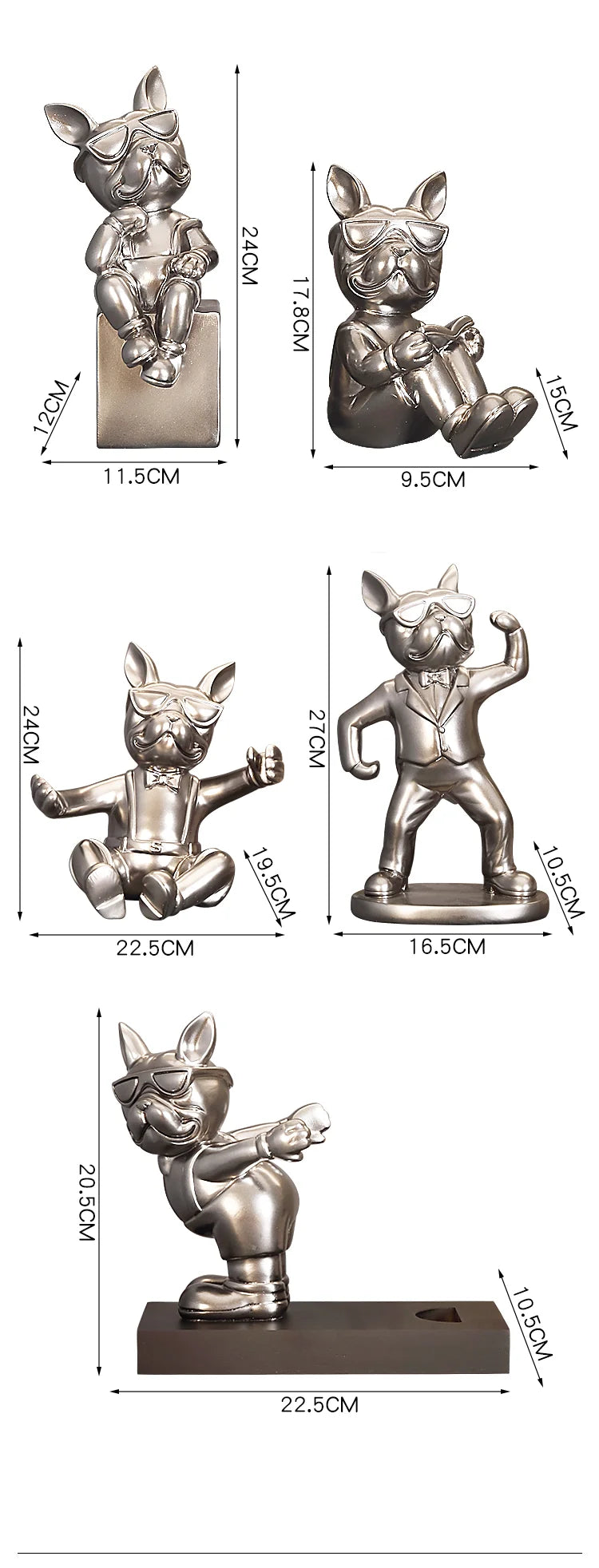 Französische Bulldogge Buchstützen – Harz Nordic Dekor