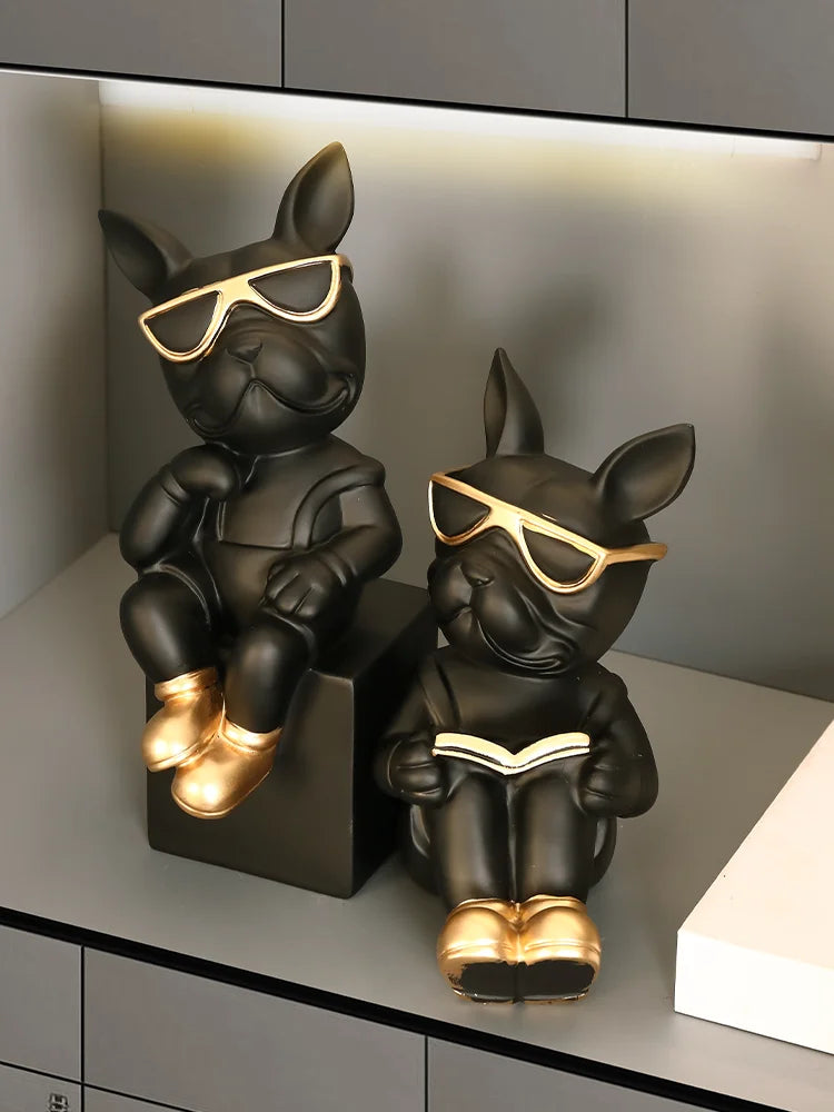 Französische Bulldogge Buchstützen – Harz Nordic Dekor