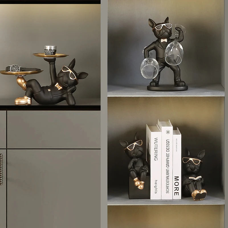 Französische Bulldogge Buchstützen – Harz Nordic Dekor