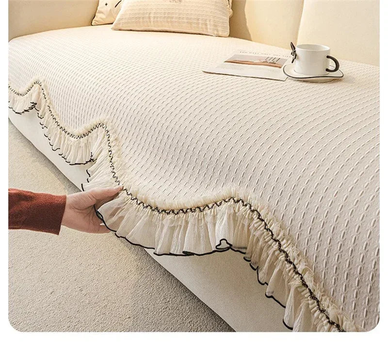 französische chenille-sofabezüge in beige mit rutschfestem design 90x180cm