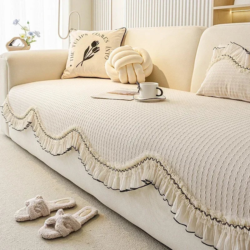 Rechteckige französische Chenille-Sofabezug in Grau 90x180 cm für Wohnzimmer