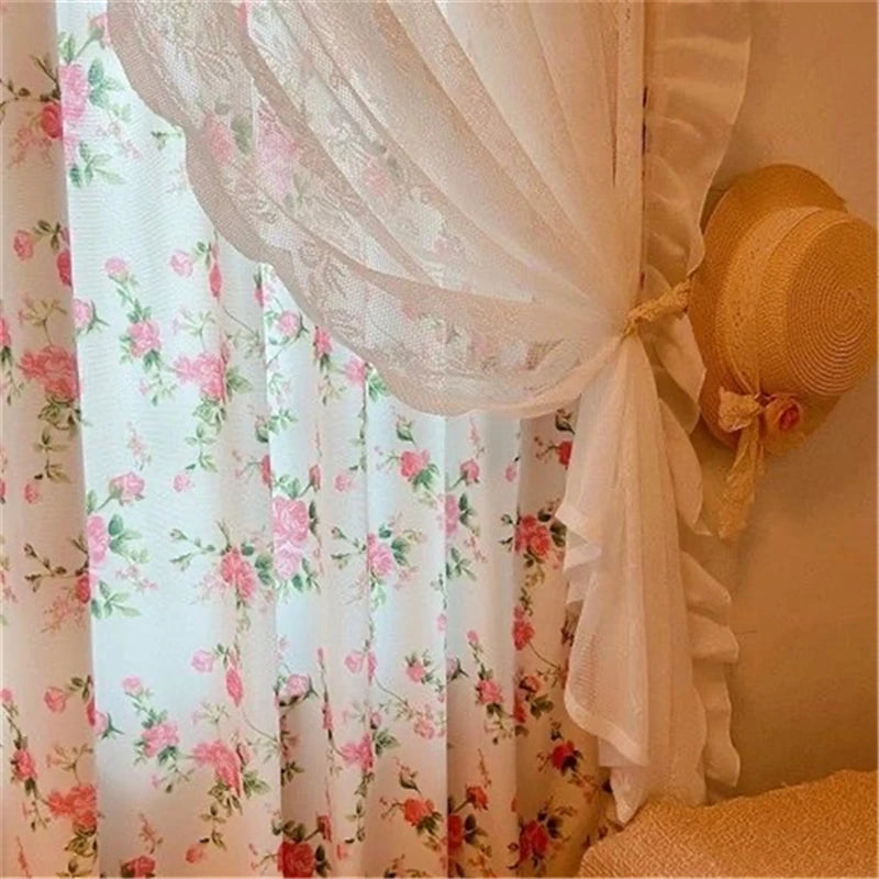 eleganter Vorhang aus Polyester in Pink, Blumenmuster, 1 St. B160 H250 CM