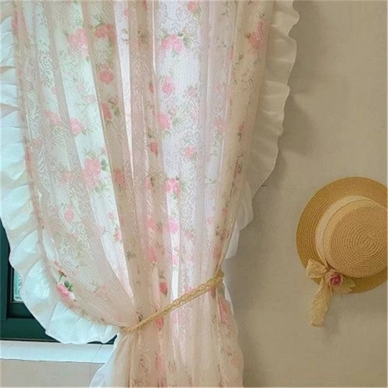 eleganter Vorhang im Europa- und Amerika-Stil, Farbe: pink, 1 St. B160 H220 CM, Klettverschluss