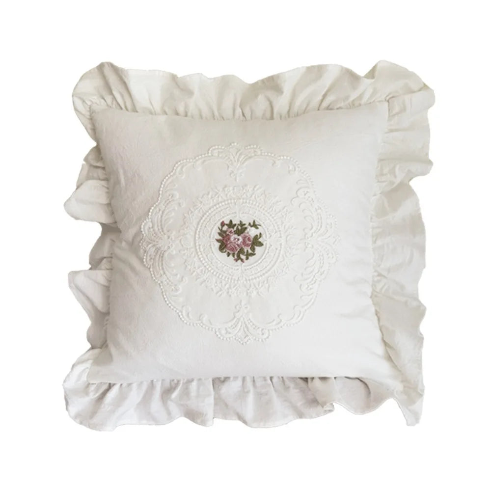 Französische Spitzenkissenhülle – Weiche Baumwolle – Schlafzimmer