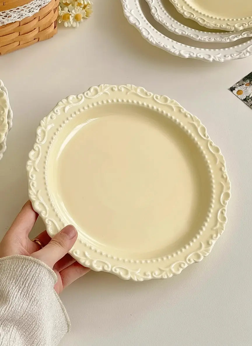 Französischer Keramikteller – Zuhause Café Floral