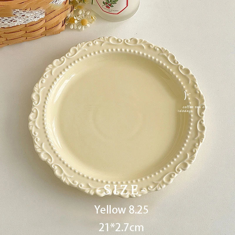 Französischer Keramikteller – Zuhause Café Floral