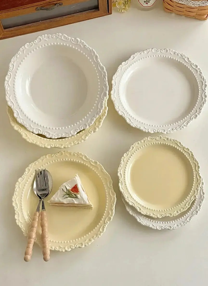 Französischer Keramikteller – Zuhause Café Floral