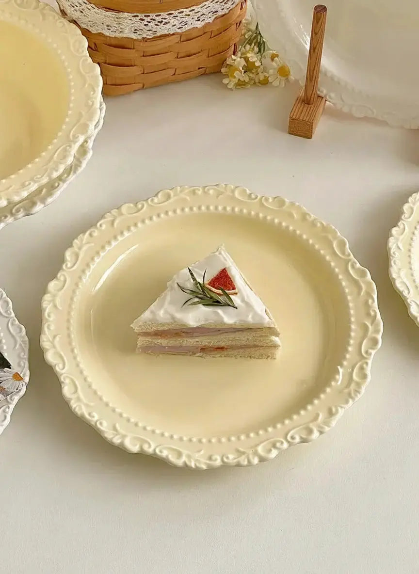 Französischer Keramikteller – Zuhause Café Floral