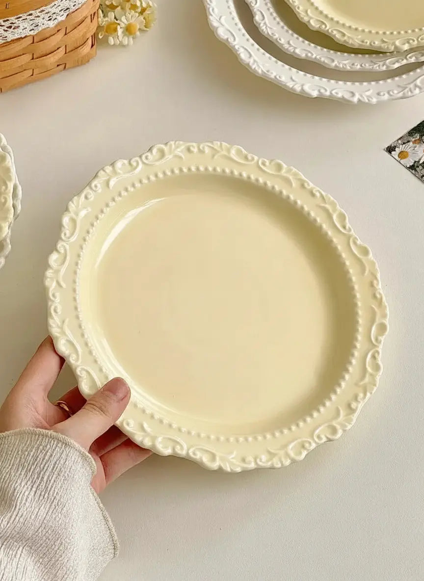 Französischer Keramikteller – Zuhause Café Floral