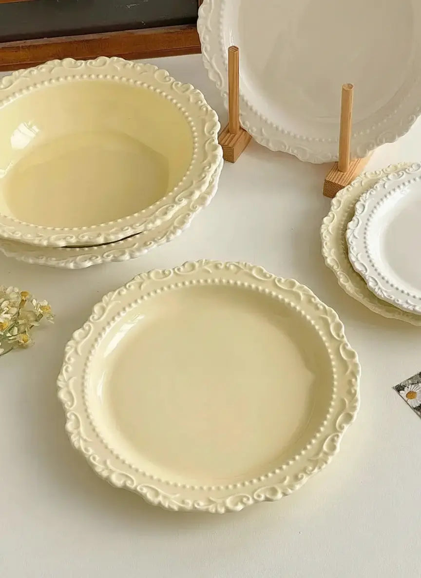 Französischer Keramikteller – Zuhause Café Floral