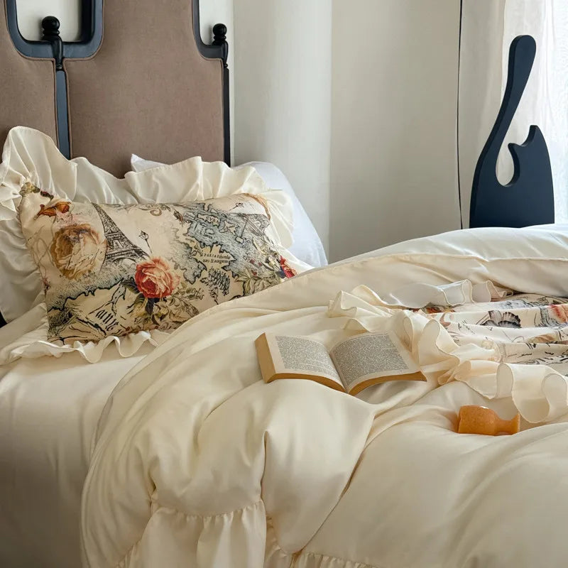 Französischer Stil Bettbezug-Set – Baumwolle Blumen-Design – Verschiedene Grössen