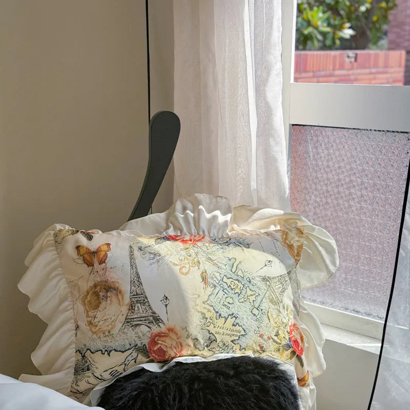 Französischer Stil Bettbezug-Set – Baumwolle Blumen-Design – Verschiedene Grössen