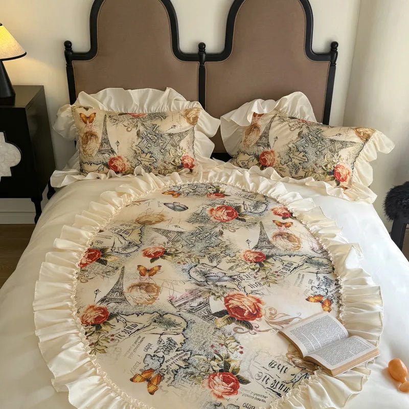 Französischer Stil Bettbezug-Set – Baumwolle Blumen-Design – Verschiedene Grössen