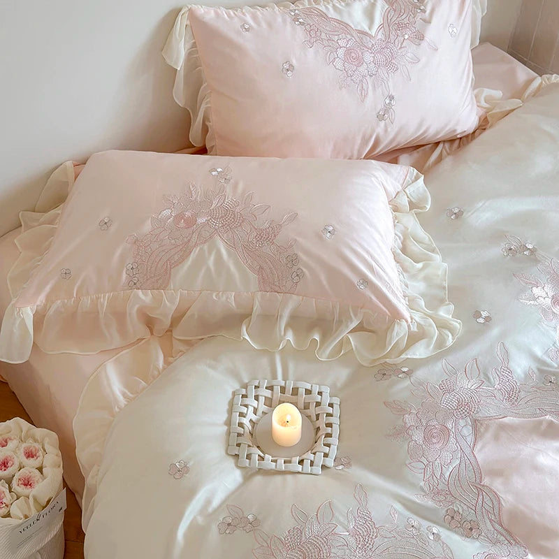 Französisches Spitzenbettwäsche-Set – Ägyptische Baumwolle